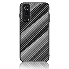 Silicone Frame Mirror Rainbow Gradient Case Cover LS2 for Vivo iQOO Z3 5G Black