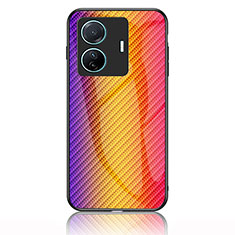 Silicone Frame Mirror Rainbow Gradient Case Cover LS2 for Vivo iQOO Z6 Pro 5G Orange