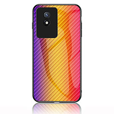 Silicone Frame Mirror Rainbow Gradient Case Cover LS2 for Vivo Y02 Orange