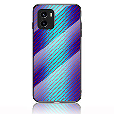 Silicone Frame Mirror Rainbow Gradient Case Cover LS2 for Vivo Y10 Blue