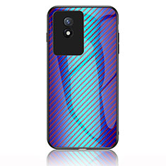 Silicone Frame Mirror Rainbow Gradient Case Cover LS2 for Vivo Y11 (2023) Blue