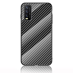 Silicone Frame Mirror Rainbow Gradient Case Cover LS2 for Vivo Y12A Black