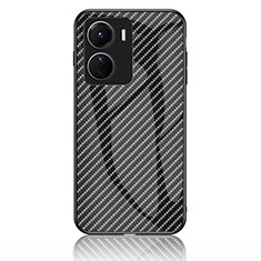 Silicone Frame Mirror Rainbow Gradient Case Cover LS2 for Vivo Y16 Black