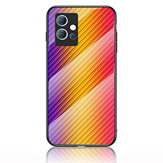 Silicone Frame Mirror Rainbow Gradient Case Cover LS2 for Vivo Y30 5G Orange