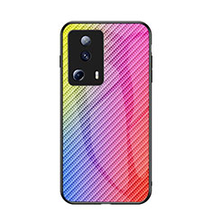 Silicone Frame Mirror Rainbow Gradient Case Cover LS2 for Xiaomi Mi 13 Lite 5G Pink
