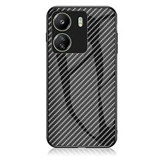 Silicone Frame Mirror Rainbow Gradient Case Cover LS2 for Xiaomi Poco C65 Black