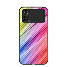 Silicone Frame Mirror Rainbow Gradient Case Cover LS2 for Xiaomi Poco X4 Pro 5G Pink