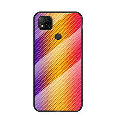 Silicone Frame Mirror Rainbow Gradient Case Cover LS2 for Xiaomi Redmi 9C Orange