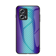 Silicone Frame Mirror Rainbow Gradient Case Cover LS2 for Xiaomi Redmi Note 11T Pro 5G Blue