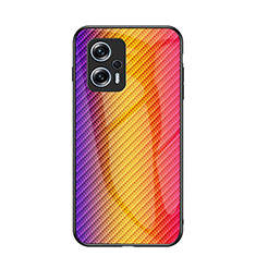 Silicone Frame Mirror Rainbow Gradient Case Cover LS2 for Xiaomi Redmi Note 11T Pro 5G Orange