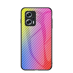 Silicone Frame Mirror Rainbow Gradient Case Cover LS2 for Xiaomi Redmi Note 11T Pro+ Plus 5G Pink