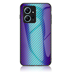 Silicone Frame Mirror Rainbow Gradient Case Cover LS2 for Xiaomi Redmi Note 12 4G Blue