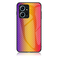 Silicone Frame Mirror Rainbow Gradient Case Cover LS2 for Xiaomi Redmi Note 12 4G Orange