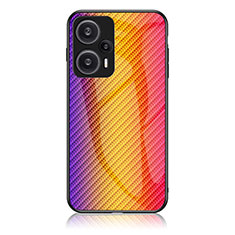 Silicone Frame Mirror Rainbow Gradient Case Cover LS2 for Xiaomi Redmi Note 12 Turbo 5G Orange