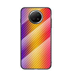 Silicone Frame Mirror Rainbow Gradient Case Cover LS2 for Xiaomi Redmi Note 9T 5G Orange