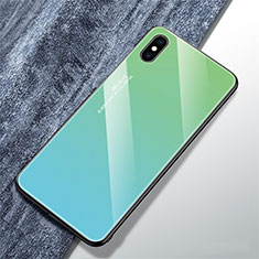 Silicone Frame Mirror Rainbow Gradient Case Cover M01 for Apple iPhone Xs Green