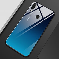 Silicone Frame Mirror Rainbow Gradient Case Cover M01 for Huawei Enjoy 9 Plus Blue