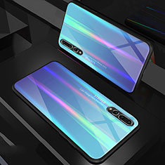 Silicone Frame Mirror Rainbow Gradient Case Cover M01 for Huawei P20 Pro Blue