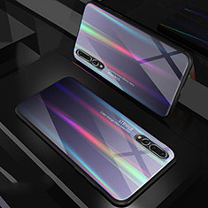 Silicone Frame Mirror Rainbow Gradient Case Cover M01 for Huawei P20 Pro Silver