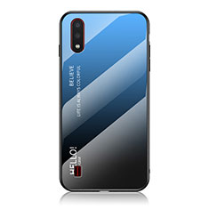 Silicone Frame Mirror Rainbow Gradient Case Cover M01 for Samsung Galaxy A01 SM-A015 Blue