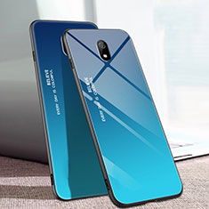 Silicone Frame Mirror Rainbow Gradient Case Cover M01 for Xiaomi Redmi 8A Blue