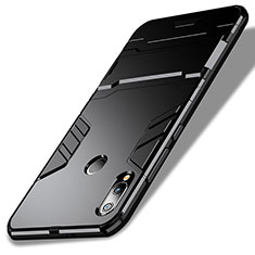 Silicone Matte Finish and Plastic Back Case with Stand for Huawei P20 Lite Black