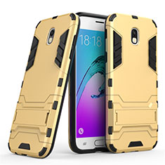 Silicone Matte Finish and Plastic Back Case with Stand for Samsung Galaxy J5 (2017) Duos J530F Gold