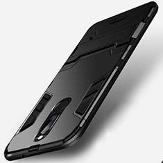 Silicone Matte Finish and Plastic Back Case with Stand R01 for Huawei Nova 2i Black