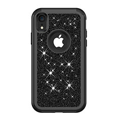 Silicone Matte Finish and Plastic Back Cover Case 360 Degrees Bling-Bling for Apple iPhone XR Black
