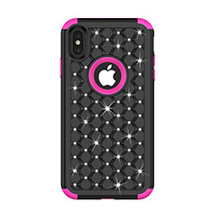 Silicone Matte Finish and Plastic Back Cover Case 360 Degrees Bling-Bling for Apple iPhone Xs Mixed