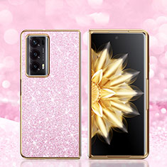 Silicone Matte Finish and Plastic Back Cover Case 360 Degrees Bling-Bling for Huawei Honor Magic V2 5G Rose Gold