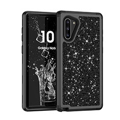 Silicone Matte Finish and Plastic Back Cover Case 360 Degrees Bling-Bling for Samsung Galaxy Note 10 5G Black