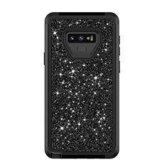 Silicone Matte Finish and Plastic Back Cover Case 360 Degrees Bling-Bling for Samsung Galaxy Note 9 Black