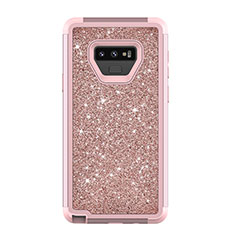 Silicone Matte Finish and Plastic Back Cover Case 360 Degrees Bling-Bling for Samsung Galaxy Note 9 Rose Gold