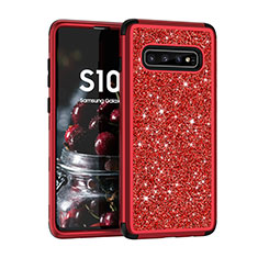 Silicone Matte Finish and Plastic Back Cover Case 360 Degrees Bling-Bling for Samsung Galaxy S10 5G Red