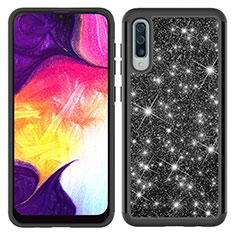Silicone Matte Finish and Plastic Back Cover Case 360 Degrees Bling-Bling JX1 for Samsung Galaxy A30S Black