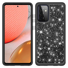 Silicone Matte Finish and Plastic Back Cover Case 360 Degrees Bling-Bling JX1 for Samsung Galaxy A72 5G Black