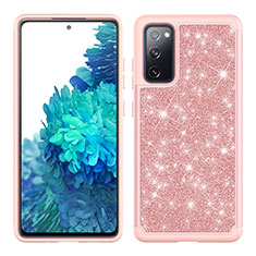 Silicone Matte Finish and Plastic Back Cover Case 360 Degrees Bling-Bling JX1 for Samsung Galaxy S20 Lite 5G Rose Gold