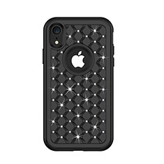 Silicone Matte Finish and Plastic Back Cover Case 360 Degrees Bling-Bling U01 for Apple iPhone XR Black