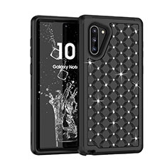 Silicone Matte Finish and Plastic Back Cover Case 360 Degrees Bling-Bling U01 for Samsung Galaxy Note 10 5G Black
