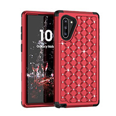 Silicone Matte Finish and Plastic Back Cover Case 360 Degrees Bling-Bling U01 for Samsung Galaxy Note 10 5G Red