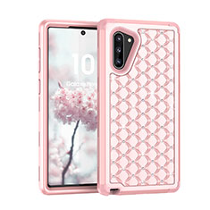 Silicone Matte Finish and Plastic Back Cover Case 360 Degrees Bling-Bling U01 for Samsung Galaxy Note 10 5G Rose Gold