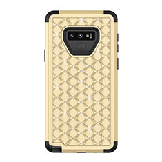 Silicone Matte Finish and Plastic Back Cover Case 360 Degrees Bling-Bling U01 for Samsung Galaxy Note 9 Gold and Black