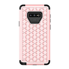 Silicone Matte Finish and Plastic Back Cover Case 360 Degrees Bling-Bling U01 for Samsung Galaxy Note 9 Pink