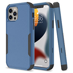 Silicone Matte Finish and Plastic Back Cover Case 360 Degrees for Apple iPhone 13 Pro Max Blue and Black