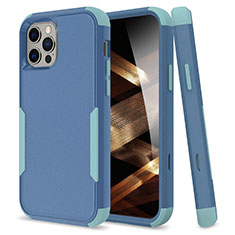 Silicone Matte Finish and Plastic Back Cover Case 360 Degrees for Apple iPhone 15 Pro Max Sky Blue