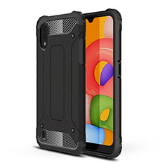 Silicone Matte Finish and Plastic Back Cover Case 360 Degrees for Samsung Galaxy A01 SM-A015 Black