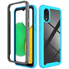 Silicone Matte Finish and Plastic Back Cover Case 360 Degrees for Samsung Galaxy A03 Core Sky Blue