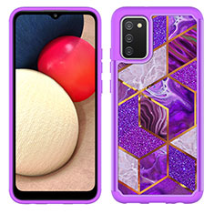 Silicone Matte Finish and Plastic Back Cover Case 360 Degrees JX1 for Samsung Galaxy A02s Purple