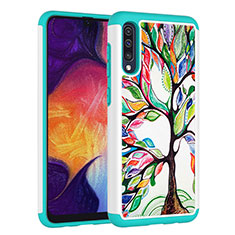 Silicone Matte Finish and Plastic Back Cover Case 360 Degrees JX1 for Samsung Galaxy A50 Green